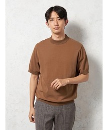 HARUYAMA（ハルヤマ）の「【綿100%】半袖 ニットＴシャツ モックネック 　リッケンバッカーブラック（Tシャツ/カットソー）」