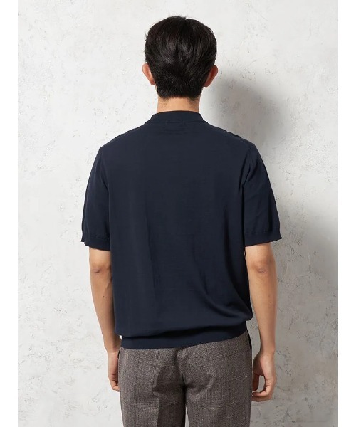 HARUYAMA(ハルヤマ)の「【綿100%】半袖 ニットTシャツ モックネック リッケンバッカーブラック(Tシャツ/カットソー・メンズ・ネイビー/ホワイト/ブラウン・M/LL/L)」の10枚目の写真