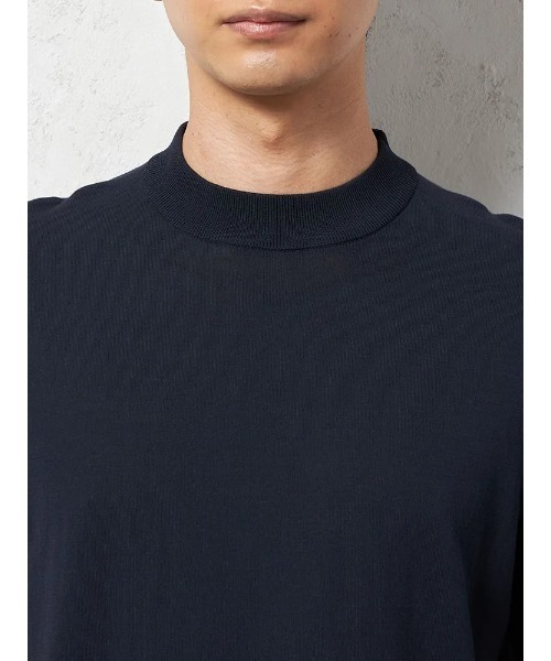 HARUYAMA(ハルヤマ)の「【綿100%】半袖 ニットTシャツ モックネック リッケンバッカーブラック(Tシャツ/カットソー・メンズ・ネイビー/ホワイト/ブラウン・M/LL/L)」の9枚目の写真
