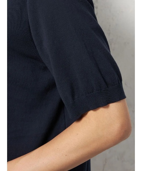 HARUYAMA(ハルヤマ)の「【綿100%】半袖 ニットTシャツ モックネック リッケンバッカーブラック(Tシャツ/カットソー・メンズ・ネイビー/ホワイト/ブラウン・M/LL/L)」の8枚目の写真