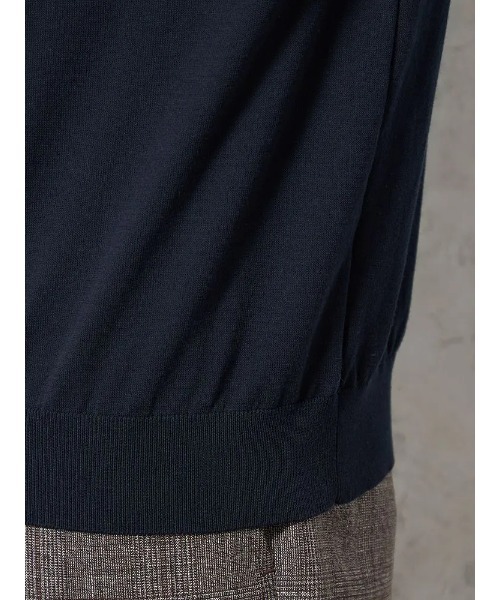HARUYAMA(ハルヤマ)の「【綿100%】半袖 ニットTシャツ モックネック リッケンバッカーブラック(Tシャツ/カットソー・メンズ・ネイビー/ホワイト/ブラウン・M/LL/L)」の7枚目の写真