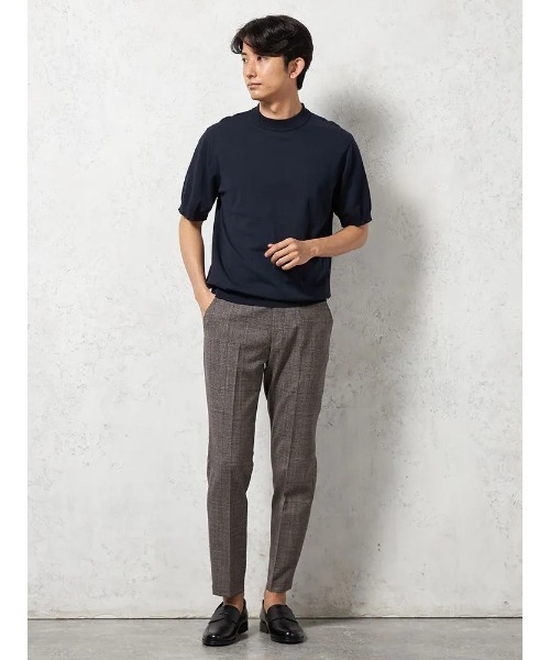 HARUYAMA(ハルヤマ)の「【綿100%】半袖 ニットTシャツ モックネック リッケンバッカーブラック(Tシャツ/カットソー・メンズ・ネイビー/ホワイト/ブラウン・M/LL/L)」の6枚目の写真