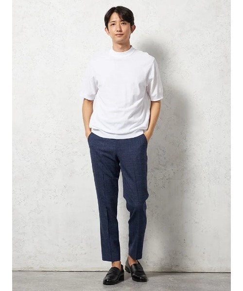 HARUYAMA(ハルヤマ)の「【綿100%】半袖 ニットTシャツ モックネック リッケンバッカーブラック(Tシャツ/カットソー・メンズ・ネイビー/ホワイト/ブラウン・M/LL/L)」の4枚目の写真