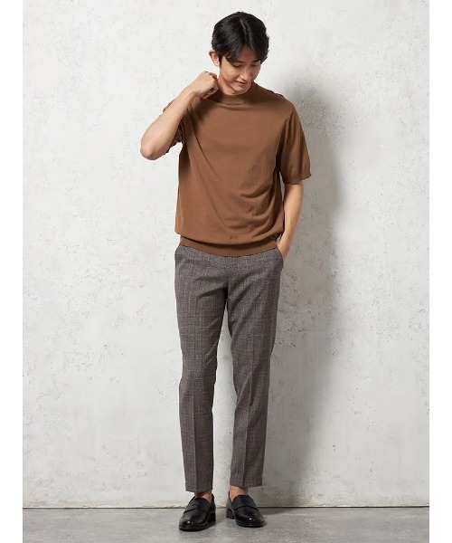 HARUYAMA(ハルヤマ)の「【綿100%】半袖 ニットTシャツ モックネック リッケンバッカーブラック(Tシャツ/カットソー・メンズ・ネイビー/ホワイト/ブラウン・M/LL/L)」の13枚目の写真