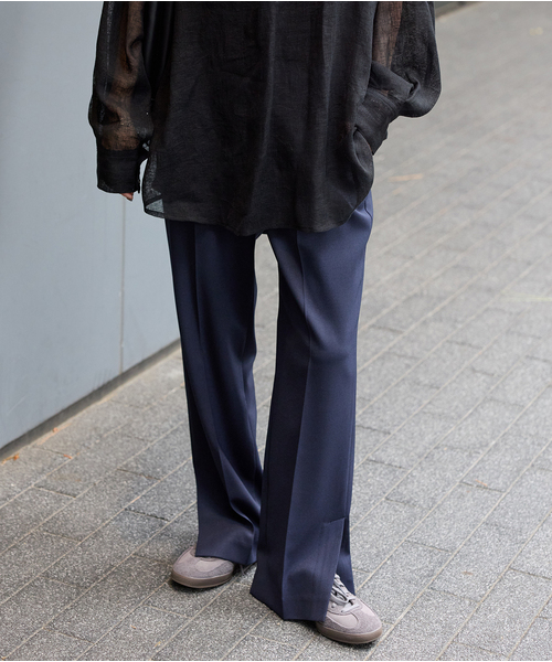 JOURNAL STANDARD（ジャーナルスタンダード）の「ウーリッシュツイルスリットパンツ（スラックス・レディース・ネイビー/チャコールグレー・36/38）」の2枚目の写真