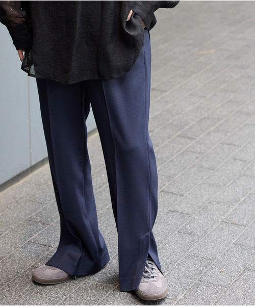 JOURNAL STANDARD（ジャーナルスタンダード）の「ウーリッシュツイルスリットパンツ（スラックス・レディース・ネイビー/チャコールグレー・36/38）」の21枚目の写真