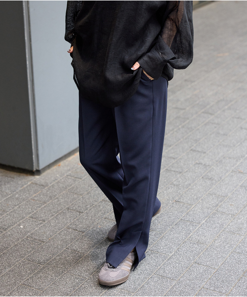 JOURNAL STANDARD（ジャーナルスタンダード）の「ウーリッシュツイルスリットパンツ（スラックス・レディース・ネイビー/チャコールグレー・36/38）」の17枚目の写真