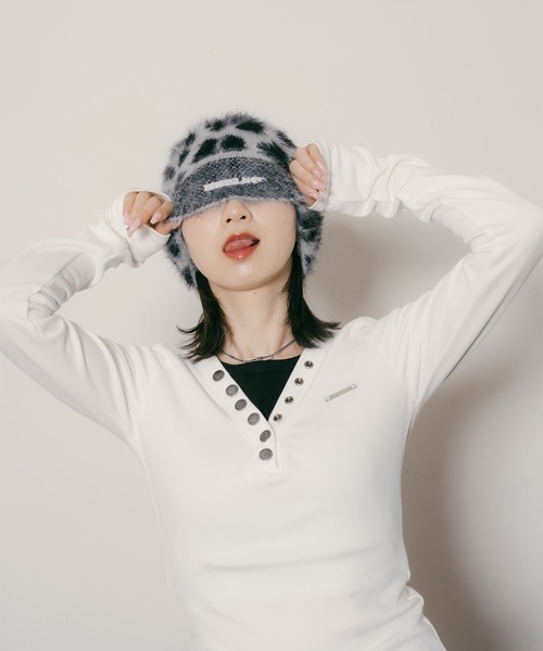 Subciety(サブサエティ)の「Button V-NECK tee【WOMEN】(Tシャツ/カットソー・レディース・ホワイト/ブラック・FREE)」の10枚目の写真