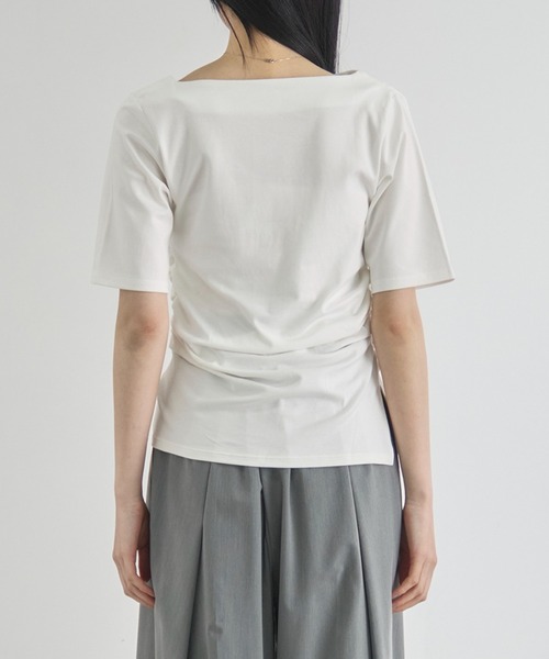 CITY TOKYO（シティトウキョウ）の「【CITY TOKYO/シティートウキョウ】Asymmetry Tack Drape Tee/アシンメトリータックドレープTシャツ（Tシャツ/カットソー・レディース・ブラック/ホワイト・FREE）」の3枚目の写真