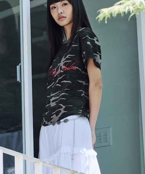 PLACE STUDIO（プレイススタジオ）の「PLACE STUDIO／CAMOロゴスリムT（Tシャツ/カットソー・レディース・グレー/カーキ・FREE）」の4枚目の写真