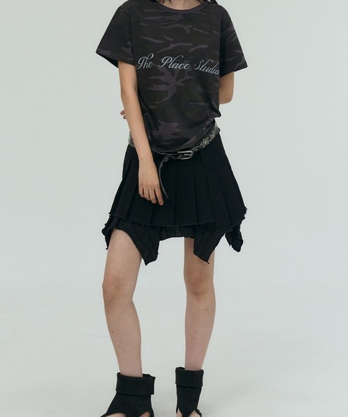 PLACE STUDIO（プレイススタジオ）の「PLACE STUDIO／CAMOロゴスリムT（Tシャツ/カットソー・レディース・グレー/カーキ・FREE）」の9枚目の写真