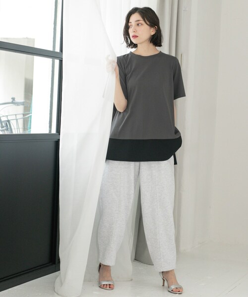 セール】Aラインドッキングカットソー【洗濯機洗い可】（Tシャツ