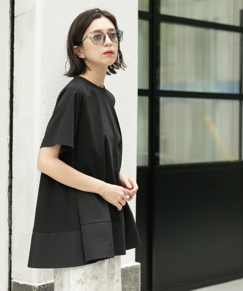 OPAQUE.CLIP(オペークドットクリップ)の「Aラインドッキングカットソー【洗濯機洗い可】(Tシャツ/カットソー・レディース・チャコール/ホワイト系5/ブラック系4/ブラック・00)」の11枚目の写真