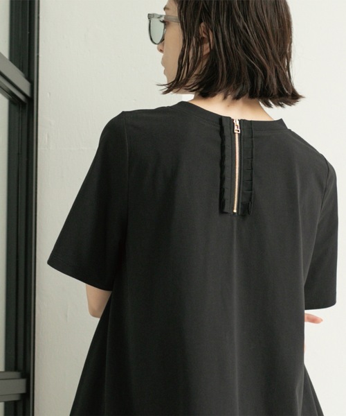 OPAQUE.CLIP(オペークドットクリップ)の「Aラインドッキングカットソー【洗濯機洗い可】(Tシャツ/カットソー・レディース・チャコール/ホワイト系5/ブラック系4/ブラック・00)」の12枚目の写真