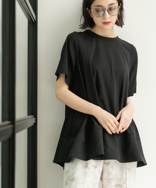 OPAQUE.CLIP(オペークドットクリップ)の「Aラインドッキングカットソー【洗濯機洗い可】(Tシャツ/カットソー・レディース・チャコール/ホワイト系5/ブラック系4/ブラック・00)」の13枚目の写真