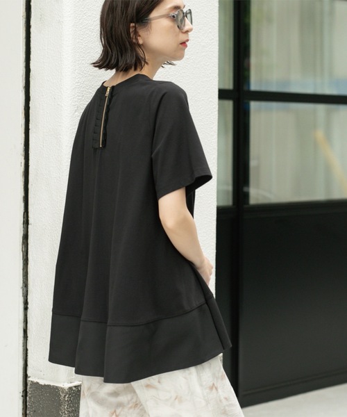 OPAQUE.CLIP(オペークドットクリップ)の「Aラインドッキングカットソー【洗濯機洗い可】(Tシャツ/カットソー・レディース・チャコール/ホワイト系5/ブラック系4/ブラック・00)」の14枚目の写真