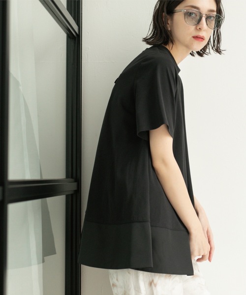 OPAQUE.CLIP(オペークドットクリップ)の「Aラインドッキングカットソー【洗濯機洗い可】(Tシャツ/カットソー・レディース・チャコール/ホワイト系5/ブラック系4/ブラック・00)」の17枚目の写真
