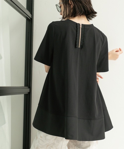 OPAQUE.CLIP(オペークドットクリップ)の「Aラインドッキングカットソー【洗濯機洗い可】(Tシャツ/カットソー・レディース・チャコール/ホワイト系5/ブラック系4/ブラック・00)」の18枚目の写真
