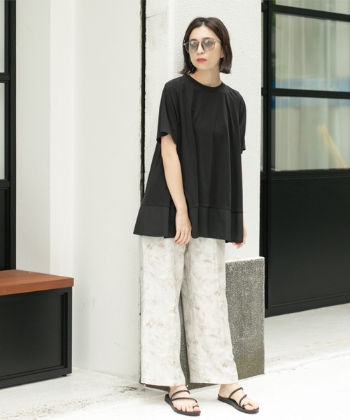 OPAQUE.CLIP(オペークドットクリップ)の「Aラインドッキングカットソー【洗濯機洗い可】(Tシャツ/カットソー・レディース・チャコール/ホワイト系5/ブラック系4/ブラック・00)」の19枚目の写真