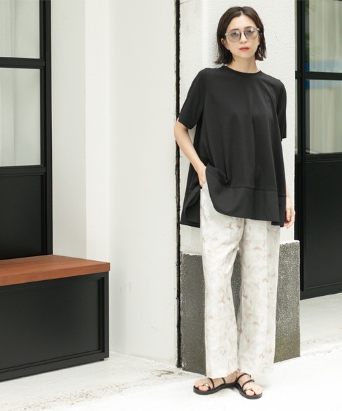 OPAQUE.CLIP(オペークドットクリップ)の「Aラインドッキングカットソー【洗濯機洗い可】(Tシャツ/カットソー・レディース・チャコール/ホワイト系5/ブラック系4/ブラック・00)」の20枚目の写真