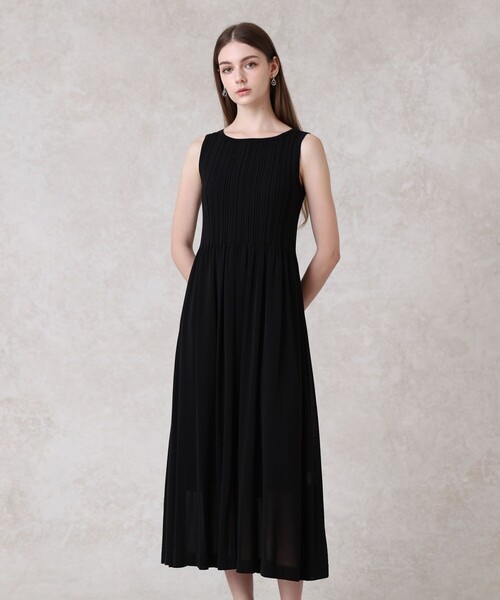 ANAYI ブラック フリルワンピース フラワーデニムタックワンピース|ANAYI OFFICIAL ONLINE STORE