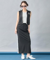 ANAP（アナップ）の「サイド レース ライン ジャージ ブルゾン × ロング スカート セットアップ（セットアップ）」