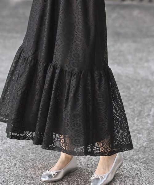 rps(アールピーエス)の「レース生地シャーリング肩リボンワンピース(ワンピース・レディース・ネイビー/オフホワイト/ブラック・フリー)」の21枚目の写真