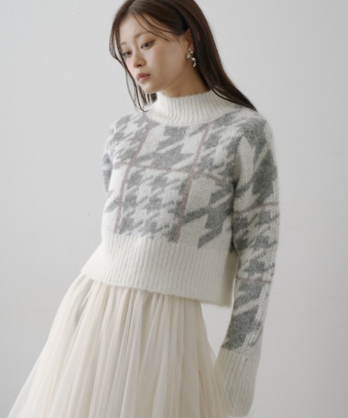 セール】千鳥柄ハイネックニット（ニット/セーター）｜VIOLETTA