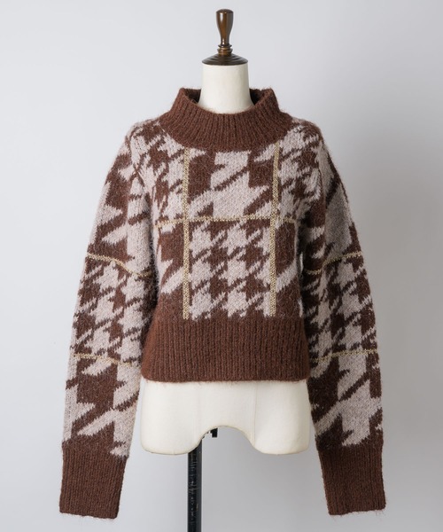 セール】千鳥柄ハイネックニット（ニット/セーター）｜VIOLETTA