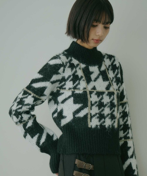 セール】千鳥柄ハイネックニット（ニット/セーター）｜VIOLETTA