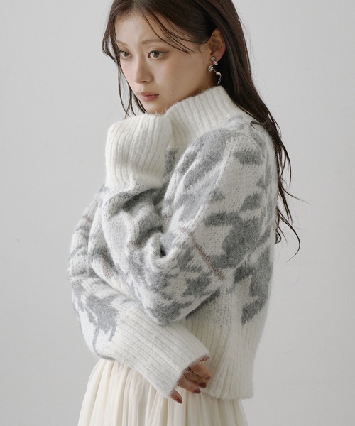 セール】千鳥柄ハイネックニット（ニット/セーター）｜VIOLETTA