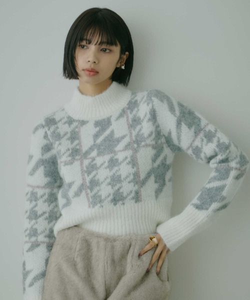 セール】千鳥柄ハイネックニット（ニット/セーター）｜VIOLETTA