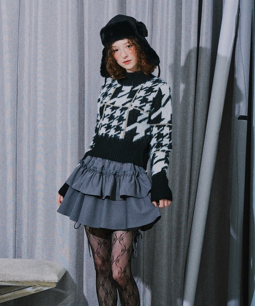 セール】千鳥柄ハイネックニット（ニット/セーター）｜VIOLETTA