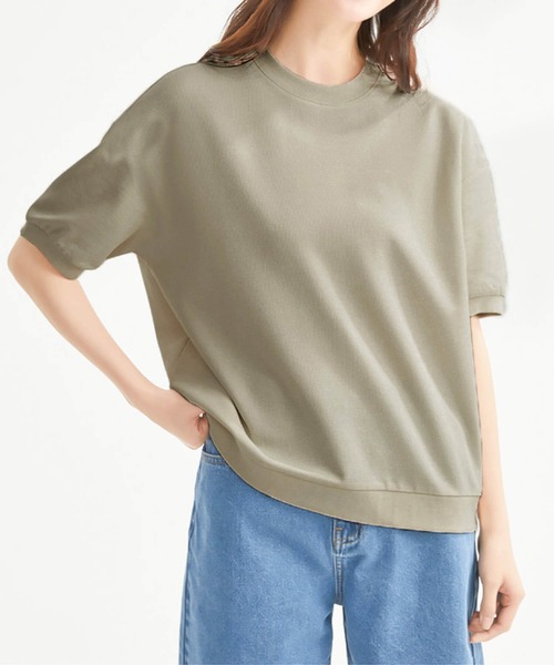 Cinderella（シンデレラ）の「Tシャツ 半袖 夏 レディース 春 大きいサイズ トップス 綿 丸首 大きめ ゆったり カジュアル 涼しい 無地 シンプル 春夏 ブラック ダークグレー グレー グリーン ホワイト 黒 灰色 白 緑（Tシャツ/カットソー・レディース・ホワイト/ダークグレー/グレイッシュベージュ/グレー/モカ/グリーン・LARGE/X-LARGE/MEDIUM）」の5枚目の写真