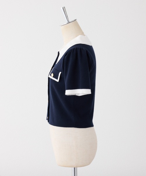 one after another NICE CLAUP(ワンアフターアナザーナイスクラップ)の「バイカラーゴールドボタンポロニット(ニット/セーター・レディース・ネイビー/ベージュ/ブラック/ピンク・FREE)」の6枚目の写真