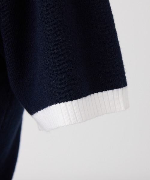 one after another NICE CLAUP(ワンアフターアナザーナイスクラップ)の「バイカラーゴールドボタンポロニット(ニット/セーター・レディース・ネイビー/ベージュ/ブラック/ピンク・FREE)」の11枚目の写真