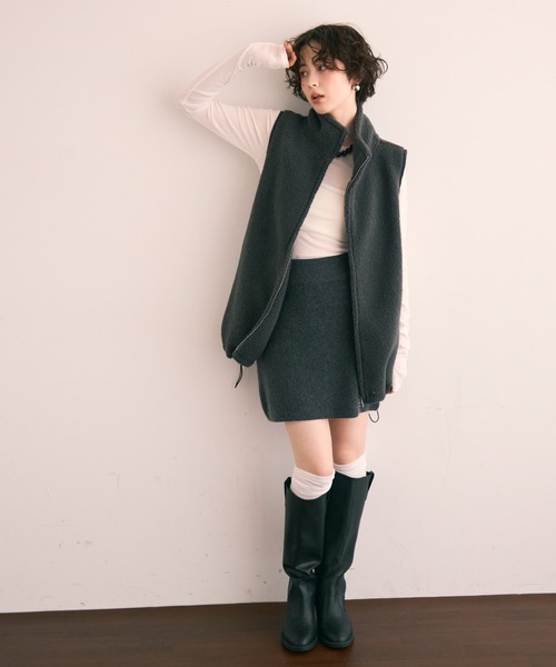 Trish（トリッシュ）の「ボアBIGベスト（ベスト・レディース・アイボリー/チャコールグレー・FREE）」の18枚目の写真