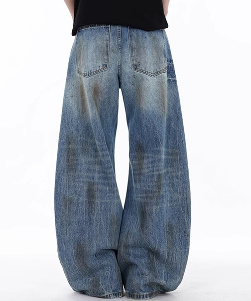 CALIFORNIA OUTFITTERS(カリフォルニア アウトフィッターズ)の「7E9 ヴィンテージ風 クラッシュ バレルレッグパンツ(デニムパンツ・メンズ・ブルー・S/M/L)」の4枚目の写真