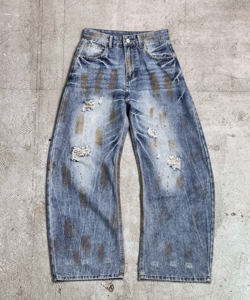 CALIFORNIA OUTFITTERS(カリフォルニア アウトフィッターズ)の「7E9 ヴィンテージ風 クラッシュ バレルレッグパンツ(デニムパンツ・メンズ・ブルー・S/M/L)」の5枚目の写真