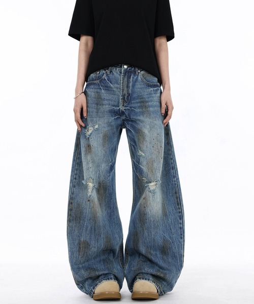 CALIFORNIA OUTFITTERS(カリフォルニア アウトフィッターズ)の「7E9 ヴィンテージ風 クラッシュ バレルレッグパンツ(デニムパンツ・メンズ・ブルー・S/M/L)」の13枚目の写真