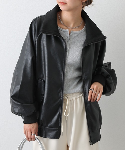 COLONY2139 コロニー ライダース ブラック フェイクレザーMA-1（ライダースジャケット）｜COLONY 2139（コロニー