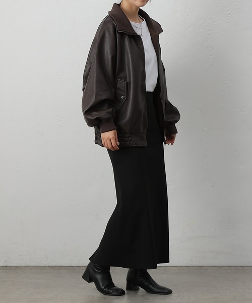 COLONY 2139(コロニートゥーワンスリーナイン)の「フェイクレザーMA-1(ライダースジャケット・レディース・ブラック/ブラウン・FREE)」の9枚目の写真