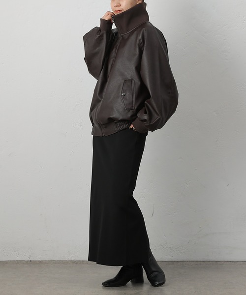 COLONY 2139(コロニートゥーワンスリーナイン)の「フェイクレザーMA-1(ライダースジャケット・レディース・ブラック/ブラウン・FREE)」の10枚目の写真