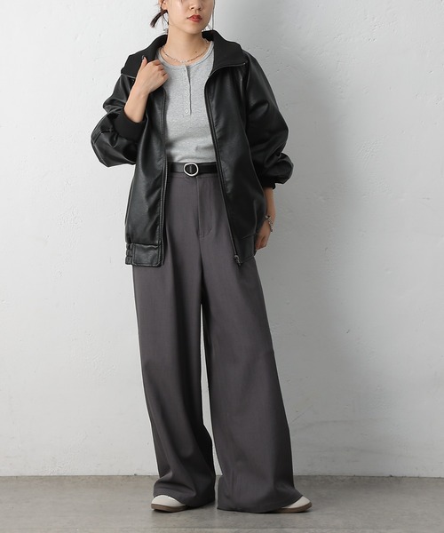 COLONY 2139(コロニートゥーワンスリーナイン)の「フェイクレザーMA-1(ライダースジャケット・レディース・ブラック/ブラウン・FREE)」の20枚目の写真