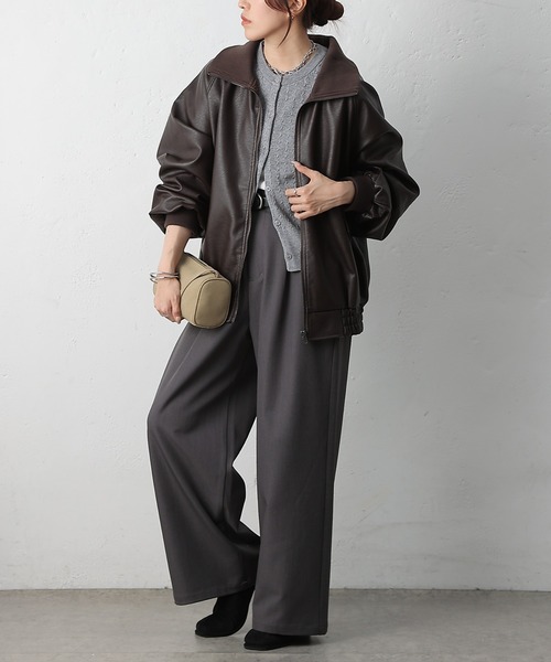 COLONY 2139(コロニートゥーワンスリーナイン)の「フェイクレザーMA-1(ライダースジャケット・レディース・ブラック/ブラウン・FREE)」の22枚目の写真