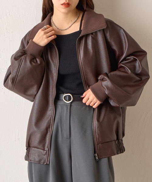 セール】フェイクレザーMA-1（ライダースジャケット）｜COLONY 2139