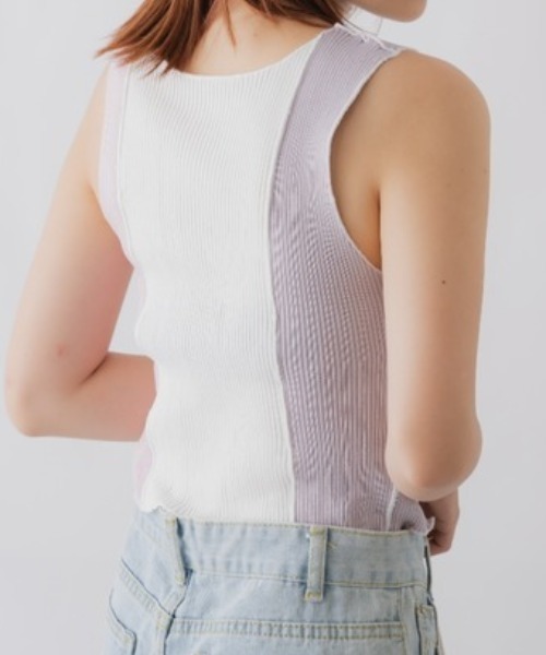 mebole(メボレ)の「カラーブロックノースリーブトップス(タンクトップ・レディース・ピンク・FREE)」の5枚目の写真
