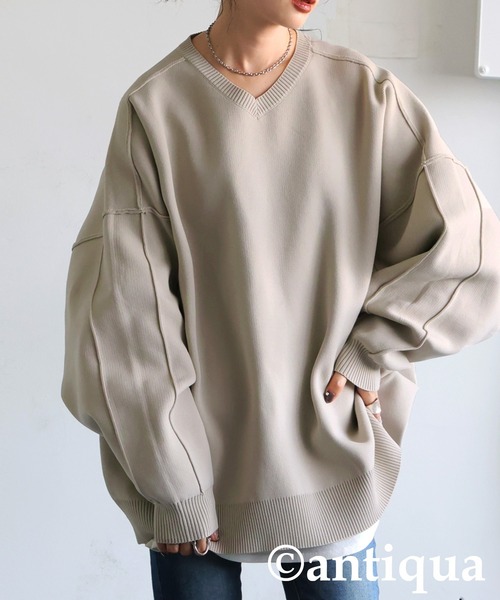 antiqua（アンティカ）の「スポンジニット（ニット/セーター・レディース・ブラック/ブルー/ベージュ/レッド・ONESIZE）」の3枚目の写真