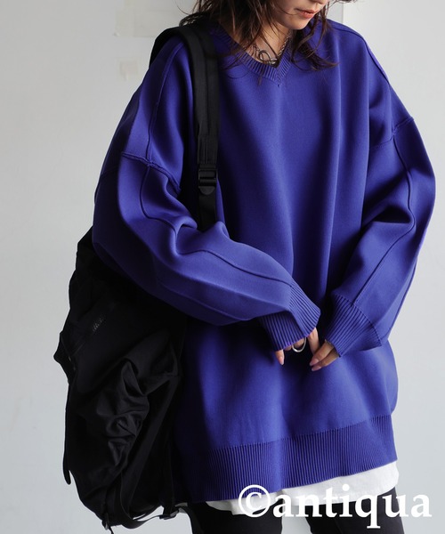 antiqua（アンティカ）の「スポンジニット（ニット/セーター・レディース・ブラック/ブルー/ベージュ/レッド・ONESIZE）」の4枚目の写真