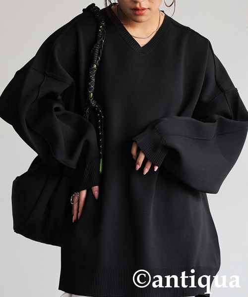 antiqua（アンティカ）の「スポンジニット（ニット/セーター・レディース・ブラック/ブルー/ベージュ/レッド・ONESIZE）」の6枚目の写真